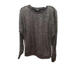 DKNY Grey Sequined Long Sleeve Lace Top Sz S Photo 2