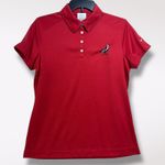 Nike  Golf Polo Shirt Women's Medium Red‎ Golf Famous Grouse Dri Fit Short Sleeve Photo 0