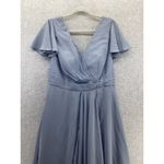 Lavetir Women's Formal Blue Short Sleeve Sheer Flutter Tie Back Size 16 Chiffon Photo 15