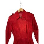 Vintage Wine Red 100% Leather Trench Coat Dress Women's Well Loved Unique Size 8 Photo 2