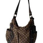 Nine West Vintage Y2k Monogram Hobo Bag Brown Canvas Leather Trim Shoulder Bag Photo 0