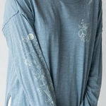 Natural Life 100% Cotton Blue Oversized Long Sleeves Doodle Tee, Size XL Photo 0