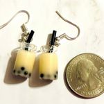 Boba Milk Tea Glass Dangle Earrings Photo 1