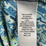 kim rogers blue and lime green cowl neck abstract print shift dress size large Photo 4