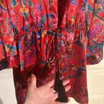 Victoria's Secret NWT VTG Red Floral Print  Short Satin Robe Bridal Lingerie M/L Photo 2