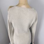 DKNY Women's Sz M Sweater Cotton w/ Mohair Open Knit Accent Beige Photo 6