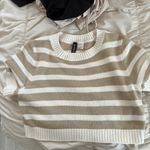 Divided Stripe Knit Short Sleeve Crop Photo 2