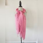 Charter Club  Pink Silk Fringed Striped Large Scarf Wrap Photo 1