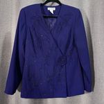 Justin Taylor Vintage 2 Piece Skirt and Blazer Suit Purple Embellished Size 10 Photo 0