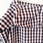 Ultra Flirt  Black White Checkered Plaid Cold Shoulder Tie Front Top XL Photo 4