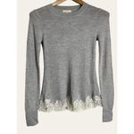 Rebecca Taylor  Gray White Lace Combo Pullover Alpaca Wool Sweater Size S Photo 6