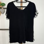 Joseph Ribkoff Short Sleeve Black White Sequin Graffiti Print Tee Size 4 Photo 5