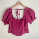 Free People  Magenta Puff Sleeve Blouse Photo 3