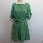 Xirena S Small Aiden Dress in Juniper Green Lightweight Gauze Ruffle Pockets Photo 3