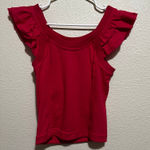 Pilcro | Anthro hot pink ruffle cropped Flutter Sleeve Sport tank top NEW XS Photo 0