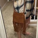 Anthropologie MAX & JAN Brown Woven Fringe Leather Crossbody Shoulder Bag - Brown Lined NWOT Photo 2
