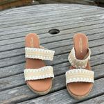 Andre Assous NOLITA STITCHED RAFFIA ESPADRILLE WEDGE size 37 or 6.5 us Tan Photo 2