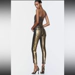 ZARA  Z1975 METALLIC SKINNY MID-RISE FOIL JEANS PANT FRAYED BLACK GOLD SIZE 4 NEW Photo 8