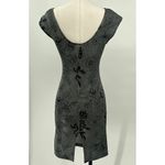 Vintage 90s All That Jazz Floral Metallic Knit Mini Dress Boatneck Silver XS Photo 4