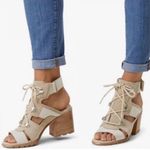 Sorel  Sandals Nadia Taupe Suede Strappy Lace Up Chunky Block Heel Shoes Size 10 Photo 9