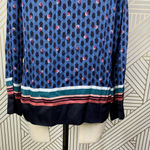 Maje Cristen Blouse Top Blue Printed Geometric Photo 9