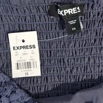 EXPRESS NWT V Neck Navy Blue Lace Overlay Smocked Elastic Back Bodysuit XS Photo 4