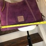 Dooney & Bourke DOONEY BURKE Purple Suede Brown Leather Top Handle Shoulder Bag Hobo Photo 6