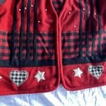 ASHLEY HILL Red Black Pullover Zip Hearts Vest Wool Women’s Sweater Size XL Photo 8