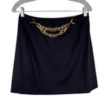 Milly  of New York Black Mini Skirt 6 Gold Chain Y2K Photo 3