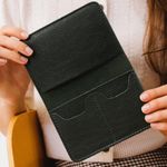 PORTLAND LEATHER | Modern Passport Holder Pebbled Leather Black | New! Photo 3
