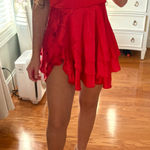 Lucy in the Sky  Mini Dress Red Satin Photo 0
