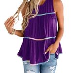 Miholl Flowy Tiered Sleeveless Summer Tank Top Sz S Purple Photo 0