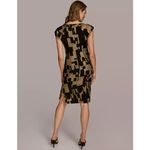 Donna Karan  Printed Velvet Extended Shoulder Dress Knee Length Cocktail US 6 NWT Photo 3
