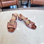 Bottega Veneta  Light Brown Leather Strappy Block Heel Sandal with Gold Buckle 8B Photo 3