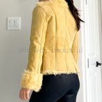 New Label SheepSkin Cream Yellow Leather Button Up shearling Jacket Photo 12