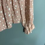 Urban Romantics  Women's Pink Polka Dot Boho Peasant Top - Size Large - Smocked Photo 3