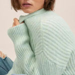 Mango MNG Ribbed Knit Aqua Green Cardigan Sweater NWT Plus 3XL Photo 4