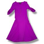 Lauren Ralph Lauren Ribbed Jersey Knit Henley Fit Flare Dress Purple XS Photo 11