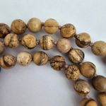 Jasper Bead Oatmeal Disp. Crystal Long necklace Brown Photo 5
