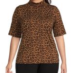 Michael Kors Leopard Short Sleeve Knit Top Spense Black Ribbed Knit Long Vest L Size L Photo 2