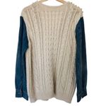 Chelsea and Violet L Cable Knit Studded Sweater with denim sleeves Photo 1