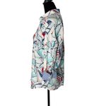 CHAPS  Womens L Button Up Shirt Nautical Preppy Umbrella Print Gingham Plaid Cuff Photo 5
