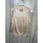 Chance or Fate Fate Sleeveless Satin Top With Ribbed Trim Mock Neck Champagne NWT Size S Beige Photo 1