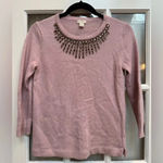 J.Crew Mauve Embellished Jeweled-Starburst Collar Sweater Merino Wool Size XS Photo 12