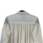 Laurence Bras Cotton Nord Blue Smocked Embroidered Blouse Small White Navy Boho Photo 6