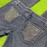 Bebe VtgY2K Womens 30 Low Rise Bootcut Flare Dark Wash Denim Rhinestones Bling Photo 2