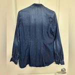 CAbi  Denim Button Down Blouse M Tie Neck Chambray Shirt Photo 3