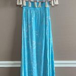 Skemo Women’s light blue bleach spotted tasseled sleeveless maxi dress Photo 2