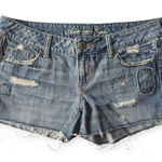 American Eagle  100% Cotton Women's Blue Distressed Denim Shorts Size‎ 10 Photo 0