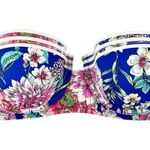 Shade & Shore  Blue Floral Strapless Underwire Push-up Swim Bikini Top Size 36C Photo 0